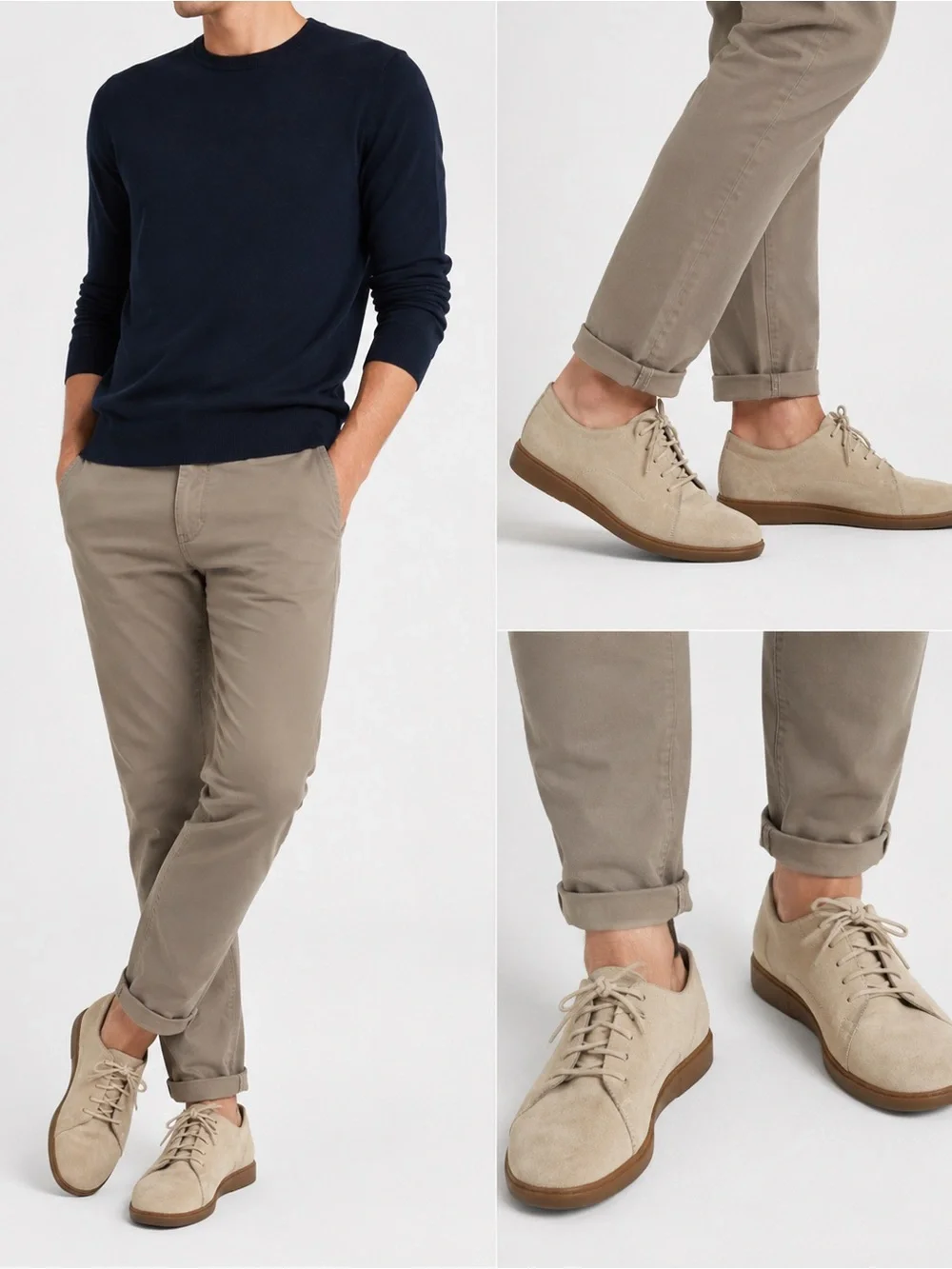 Birkenstock Men's Suede Sneakers in Light Beige with Gum Sole